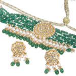 Zeenat Green Choker + Earring Polki Set A