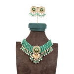 Zeenat Green Choker + Earring Polki Set C