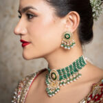 Zeenat Green Choker + Earring Polki Set C