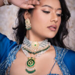 Zeenat Green Pearl Choker + Earring Polki Set B