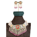 Zeenat Red Choker + Earring Polki Set A