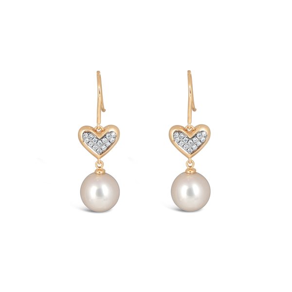 Everlasting Love Earrings with Round Pearl Drop / Large