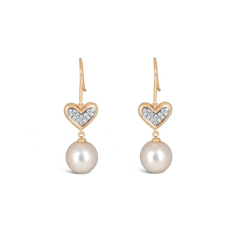 Everlasting Love Earrings with Round Pearl Drop / Large