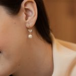 Everlasting Love Earrings with Round Pearl Drop / Large