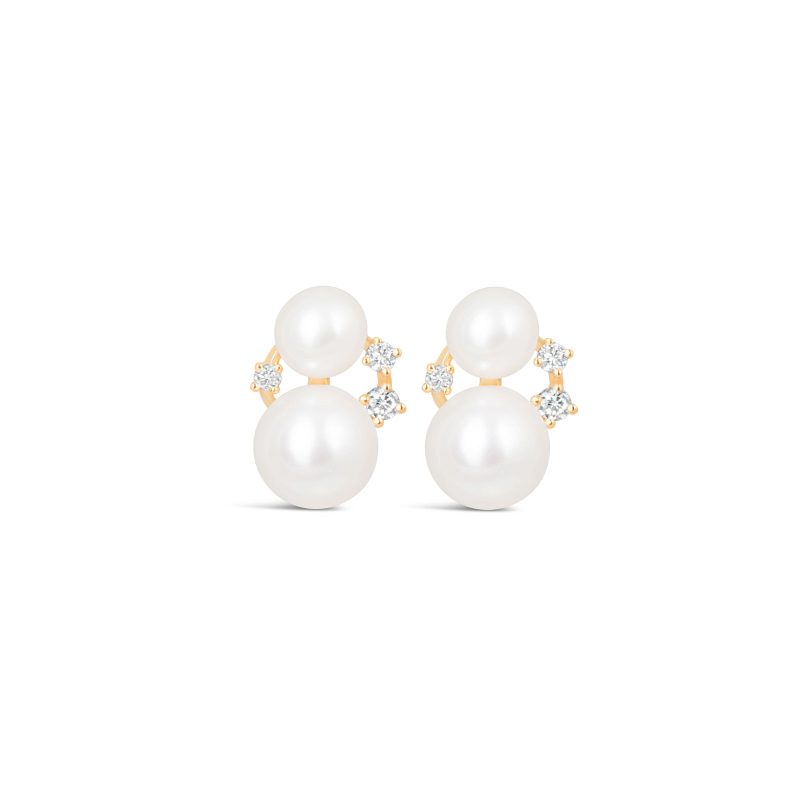 Mini Bubbles Pearl & Diamond Earrings