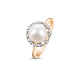 Mira Pearl and Diamond Ring