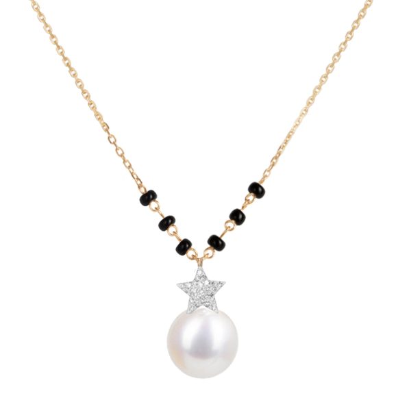 Superstars Diamond Mangalsutra with Pearl Drop/ 6 beads