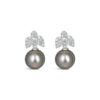 Kate Diamond Flower Pearl Earring / Tahitian / WG