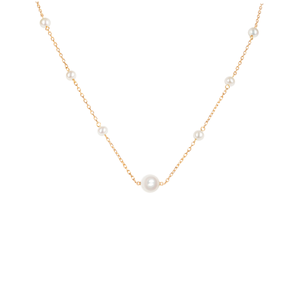 Station Pearl Necklace / 4 & 8mm pearls