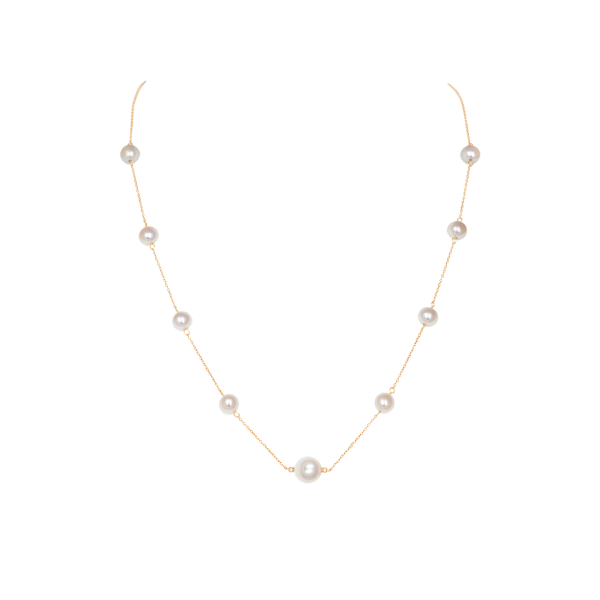 Station Pearl Necklace / 5 & 8mm pearls