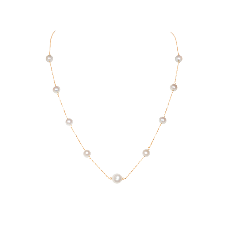 Station Pearl Necklace / 5 & 8mm pearls