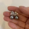Kate Diamond Flower Pearl Earring / Tahitian / WG