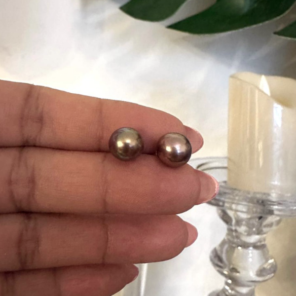Freshwater Dark Pearl Ear Studs