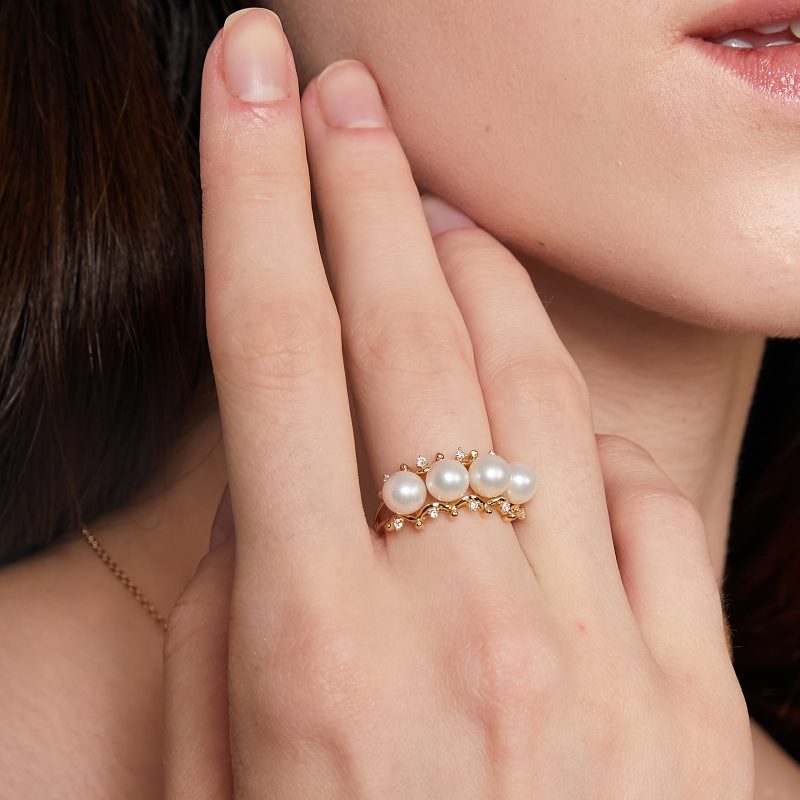 Ava Pearl and Diamond Ring
