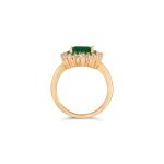 Emerald Diamond Double Row Ring