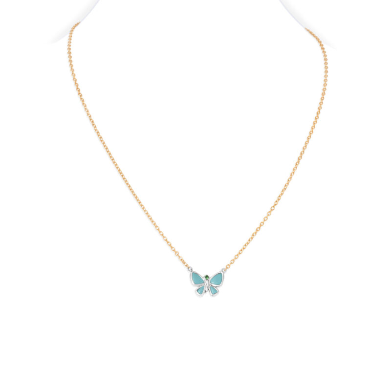 Hope Butterfly Necklace / Turquoise and Tsavorite