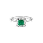 L'amour Emerald Diamond Ring/ White Gold