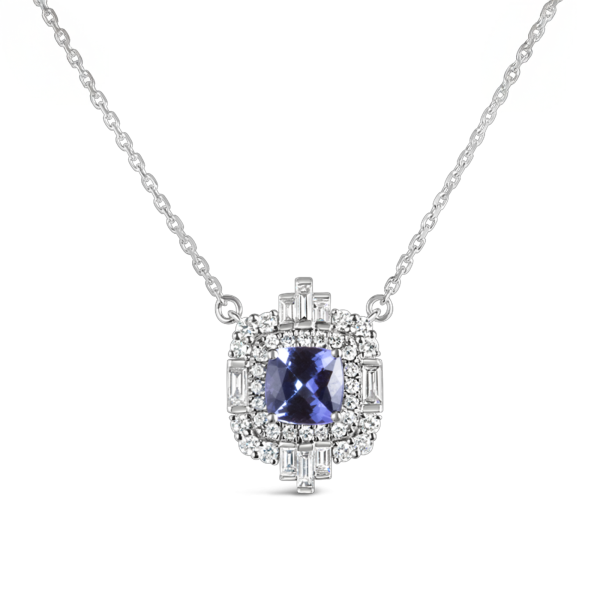 La Belle Tanzanite Diamond Halo Necklace