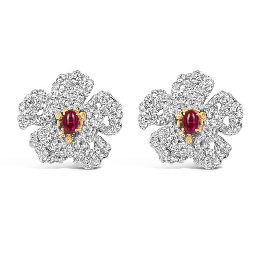 Exquisite Silver Pave Ruby Earring
