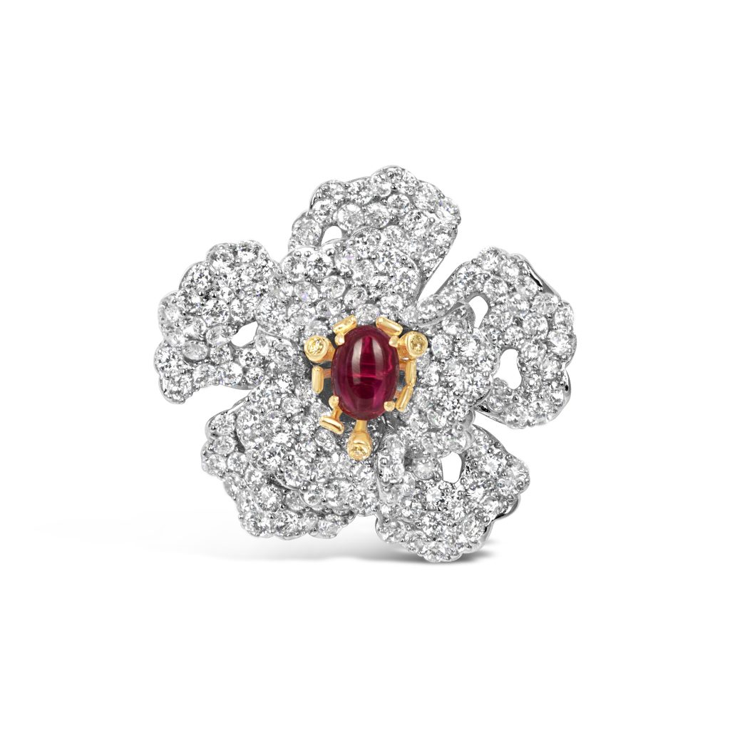 Exquisite Silver Pave Ruby Earring