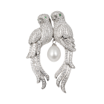 Exquisite Silver Two Birds & Pearl Brooch – KN