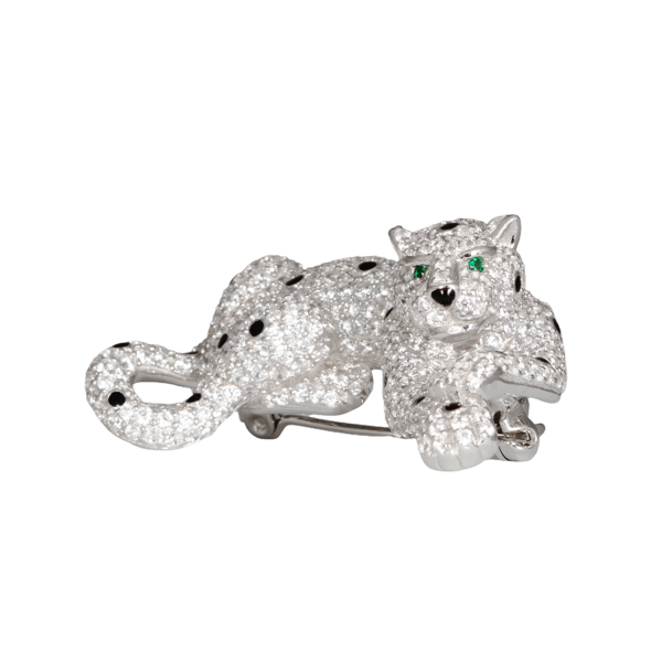 Exquisite Silver Leopard Brooch - KN
