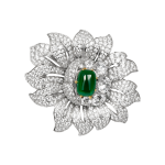 Exquisite Silver Pave Emerald Green Flower Brooch – KN