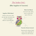 The Seeker Owl Earring (Blue Sapphire & Tsavorite)