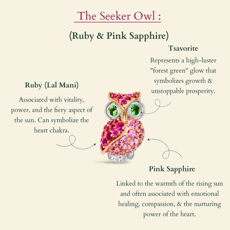 The Seeker Owl Earring (Ruby & Pink Sapphire)