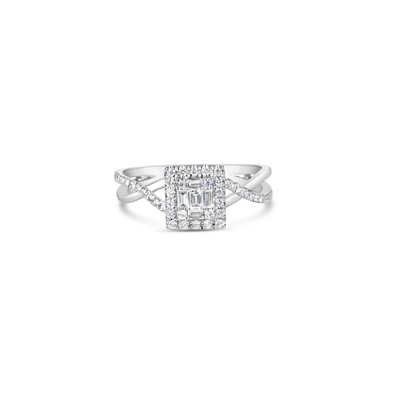⁠Jyo Illusion set Baguette Diamond with Halo Ring