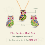 The Seeker Owl Earring (Blue Sapphire & Tsavorite)
