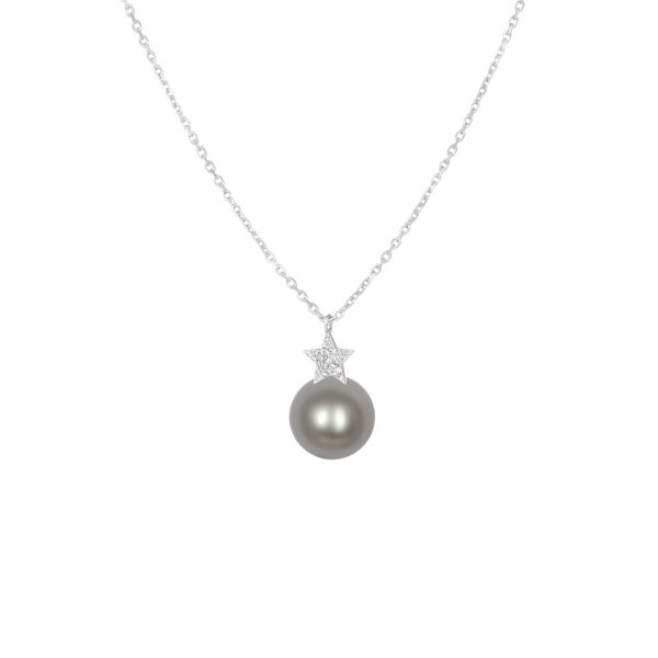 Superstar Diamond Necklace with Japanese Akoya Pearl (Minimalistic)