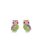 The Seeker Owl Earring (Blue Sapphire & Tsavorite)