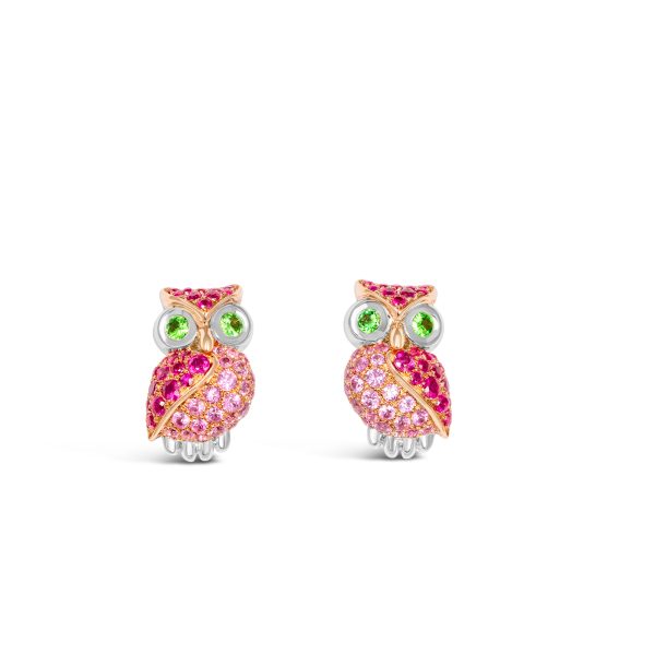 The Seeker Owl Earring (Ruby & Pink Sapphire)
