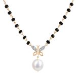 Butterfly Wings Diamond Mangalsutra with Pearl Drop (Regular)