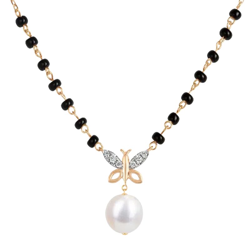 Butterfly Wings Diamond Mangalsutra with Pearl Drop (Regular)