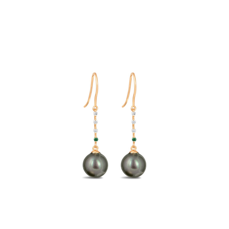Tahitian Pearl Drop Earrings (with diamond)