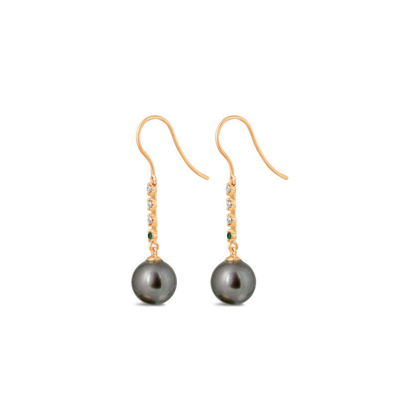 Tahitian Pearl Drop Earrings (with diamond)