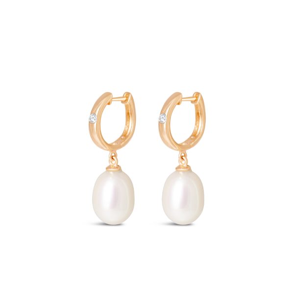 One Diamond Huggies with Pearl Drop