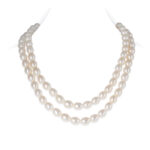 Diana Double Oval Pearl Necklace Ball Clasp