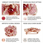 Exquisite Silver Pink Pave Flower Brooch – KN