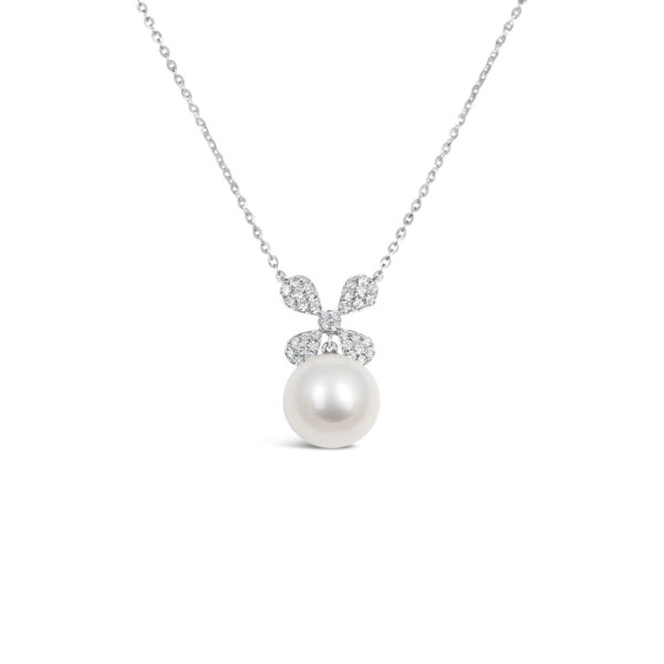 Kate Diamond Flower Pearl Necklace