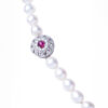 Bella White Oval Pearl Necklace /Ruby Clasp