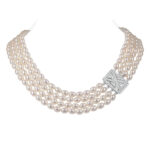 Elizabeth 4 Strands Lavender Oval Pearl Necklace