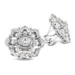 Exquisite Silver Pave Greta Pearl Earrings – KN