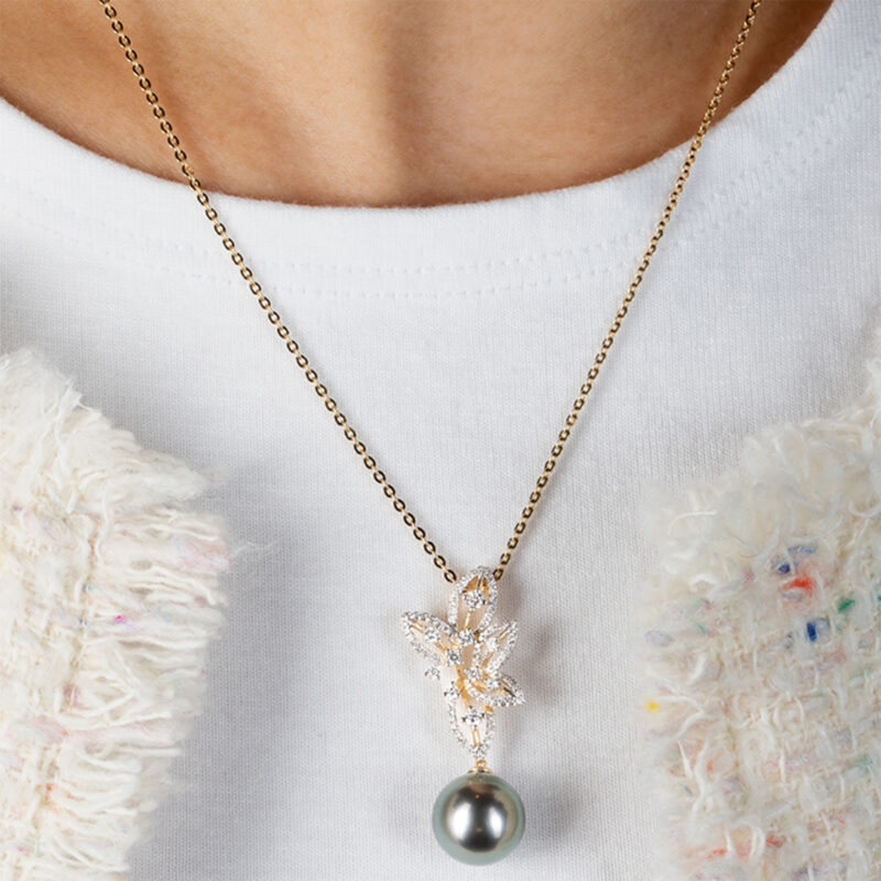 Lisa Pearl and Diamond Necklace