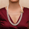 Mountan Beauty Gold Laligurans Double Strands Oval Pearl Necklace