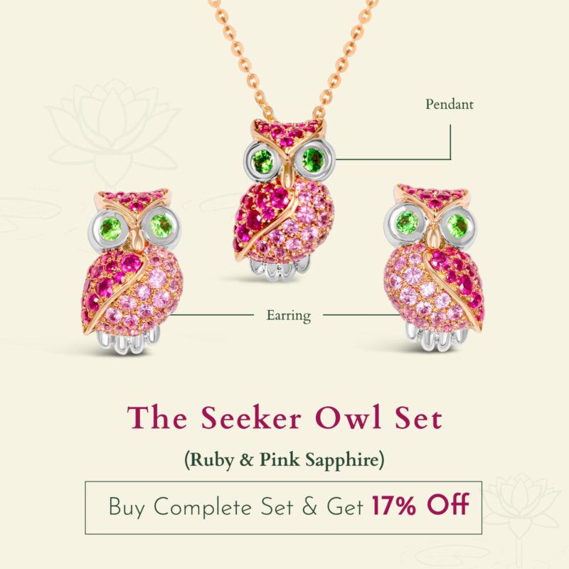 The Seeker Owl Pendant (Ruby & Pink Sapphire)