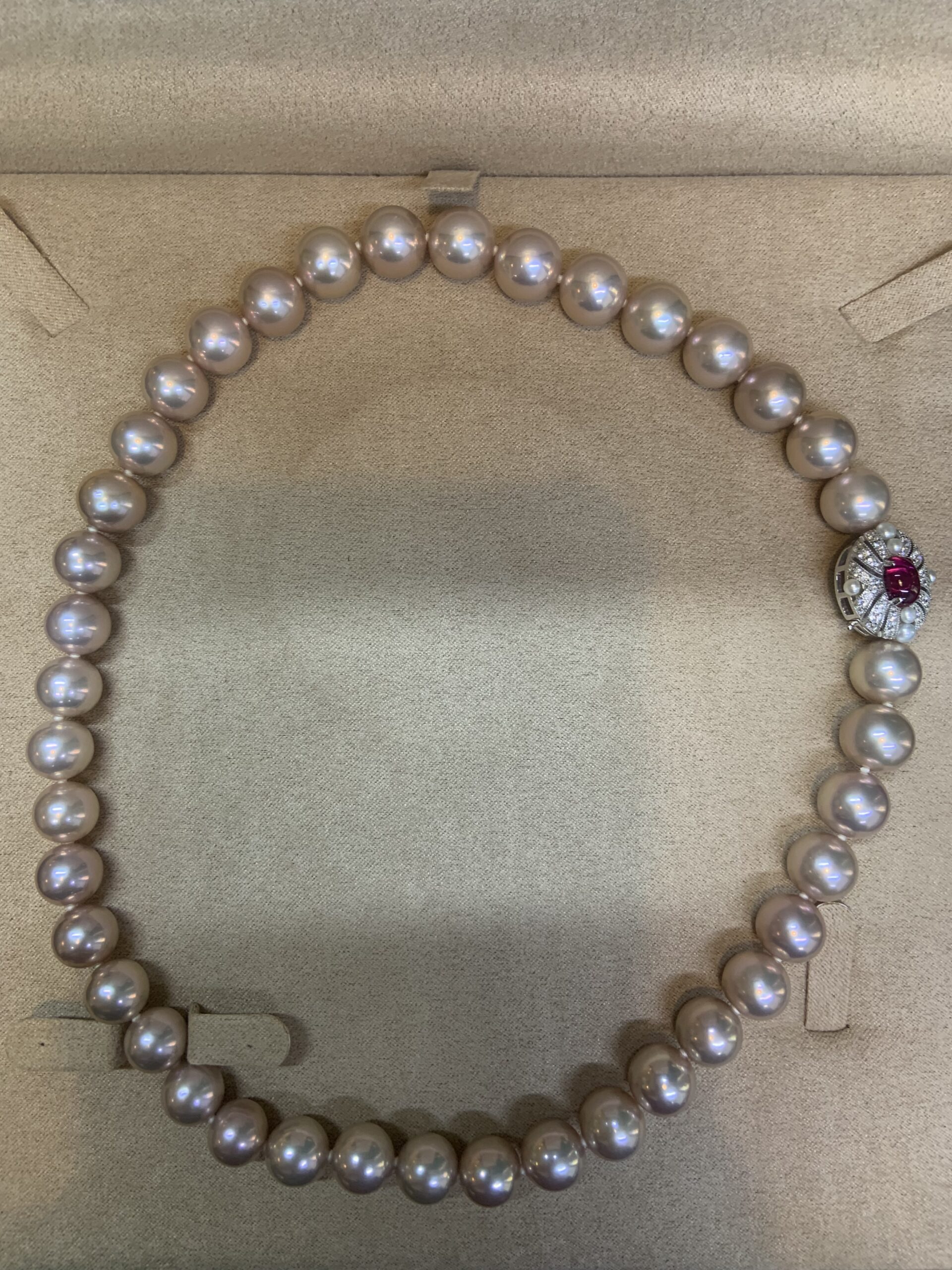 Anna Premium Edison Pearl Necklace/ Ruby/ 18 inches