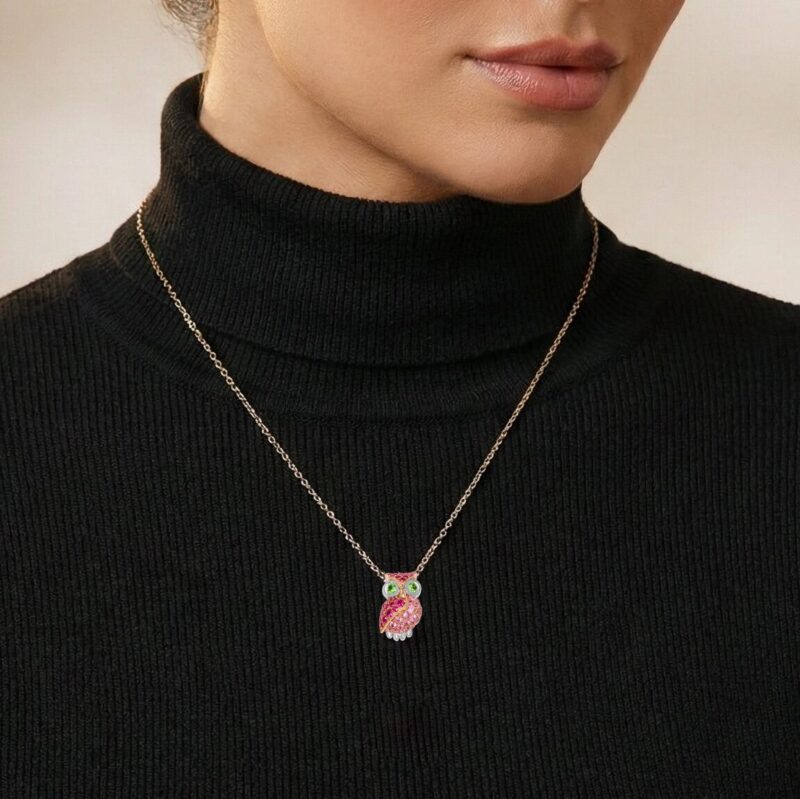 The Seeker Owl Pendant (Ruby & Pink Sapphire)